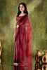 Wine Embroidered Designer Saree with Matching Blouse