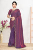 Wine Purple Dual Tone Silk Saree Zari Embroidered Border Buti Work