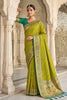 Lime Green Paithani Silk Saree Traditional Zari Border Designer Green Blouse