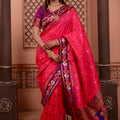 Pink Paithani Silk Saree with Contrast Purple Zari Border