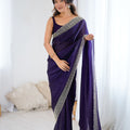 Designer Purple Georgette Saree with Heavy Embellished Border