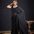 Black Embroidered Silk Saree with Designer Blouse