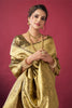 Olive Green Golden Kanjivaram Silk Saree Saree with Blouse Piece