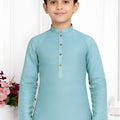 Elegant Sky Blue Jacquard Silk Pintux Kurta Pajama Set for Boys