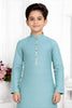 Elegant Sky Blue Jacquard Silk Pintux Kurta Pajama Set for Boys