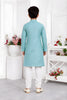 Elegant Sky Blue Jacquard Silk Pintux Kurta Pajama Set for Boys
