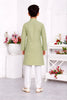 Stylish Pistachio Green Jacquard Silk Pintux Kurta Pajama Set for Boys