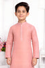 Trendy Peach Pink Jacquard Silk Pintux Kurta Pajama Set for Boys