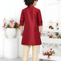 Stunning Maroon Jacquard Silk Pintux Kurta Pajama Set for Boys