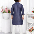 Superb Grey Jacquard Silk Pintux Kurta Pajama Set for Boys