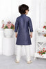 Superb Grey Jacquard Silk Pintux Kurta Pajama Set for Boys
