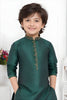 Superb Rama Green Jacquard Silk Pintux Kurta Pajama Set for Boys
