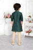 Superb Rama Green Jacquard Silk Pintux Kurta Pajama Set for Boys