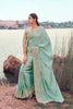 Pastel Mint Green Designer Silk Saree with Heavy Golden Blouse