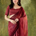 Wine Embroidered Designer Saree with Matching Blouse