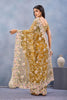 Mustard Yellow Floral Embroidered Net Saree with Designer Border