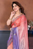 Pink Lavender Embroidered Organza Silk Saree Designer Border
