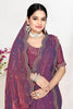 Wine Purple Dual Tone Silk Saree Zari Embroidered Border Buti Work