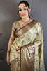 Beige Maroon Kanjivaram Silk Saree Traditional Zari Woven Designer Saree