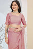 Dusty Pink Saree Multicolor Embroidered Border Ready To Wear
