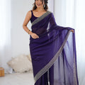 Designer Purple Georgette Saree with Heavy Embellished Border
