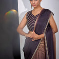 Plum Wine Copper Dual Tone Saree with Designer Border