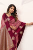 Maroon Rose Pink Banarasi Silk Saree Gold Zari Motifs Grand Woven Pallu