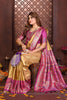 Designer Banarasi Silk Saree in Gold with Rich Pink Meenakari Work Festive Saree