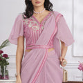 Elegant Pink Designer Saree with Embroidered Blouse