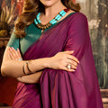Magenta and Green Dual Tone Silk Saree with Minimal Design