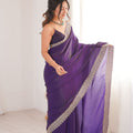 Royal Purple Organza Saree with Designer Embroidered Border