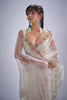 Off White Organza Saree with Floral Embroidery Border