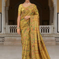 Traditional Olive Green Woven Silk Saree Wedding  Wear