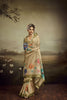 Beige Linen Silk Saree Floral Digital Print Designer Tassel Pallu