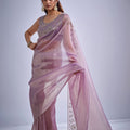 Lavender Pink Silk Saree with Zari Embroidery Designer Blouse