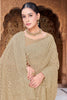 Beige Georgette Saree Heavy Gold Zari Embroidery Designer Blouse