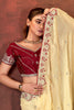 Cream Embroidered Silk Saree with Maroon Blouse Festive Occasions