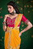 Mustard Yellow Bandhej Georgette Saree and Designer Blouse