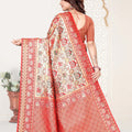 Red and Beige Banarasi Silk Saree with Rich Zari Woven Design