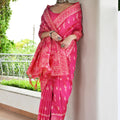 Rani Pink Cotton Silk Saree with Traditional Woven Border