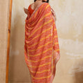 Orange Georgette Saree with Golden Embroidered Border Designer Blouse