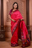 Pink Paithani Silk Saree with Contrast Purple Zari Border