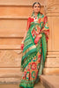 Green and Multicolor Patola Print Silk Saree Traditional Border