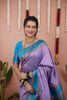Lavender Silk Saree with Sky Blue Woven Border Traditional Design