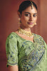 Premium Pista Green Silk Saree Heavy Embroidered Border Designer Blouse