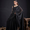 Black Embroidered Silk Saree with Designer Blouse