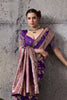 Royal Purple Banarasi Silk Saree Gold Zari Border Floral Weaving Saree