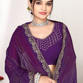Deep Purple Silk Saree with Rich Golden Zari Border Designer Saree