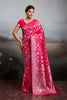 Luxury Rani Pink Banarasi Silk Saree Rich Gold Zari Weaving Traditional Motifs
