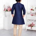 Festive Royal Blue Jacquard Silk Pintux Kurta Pajama Set for Boys
